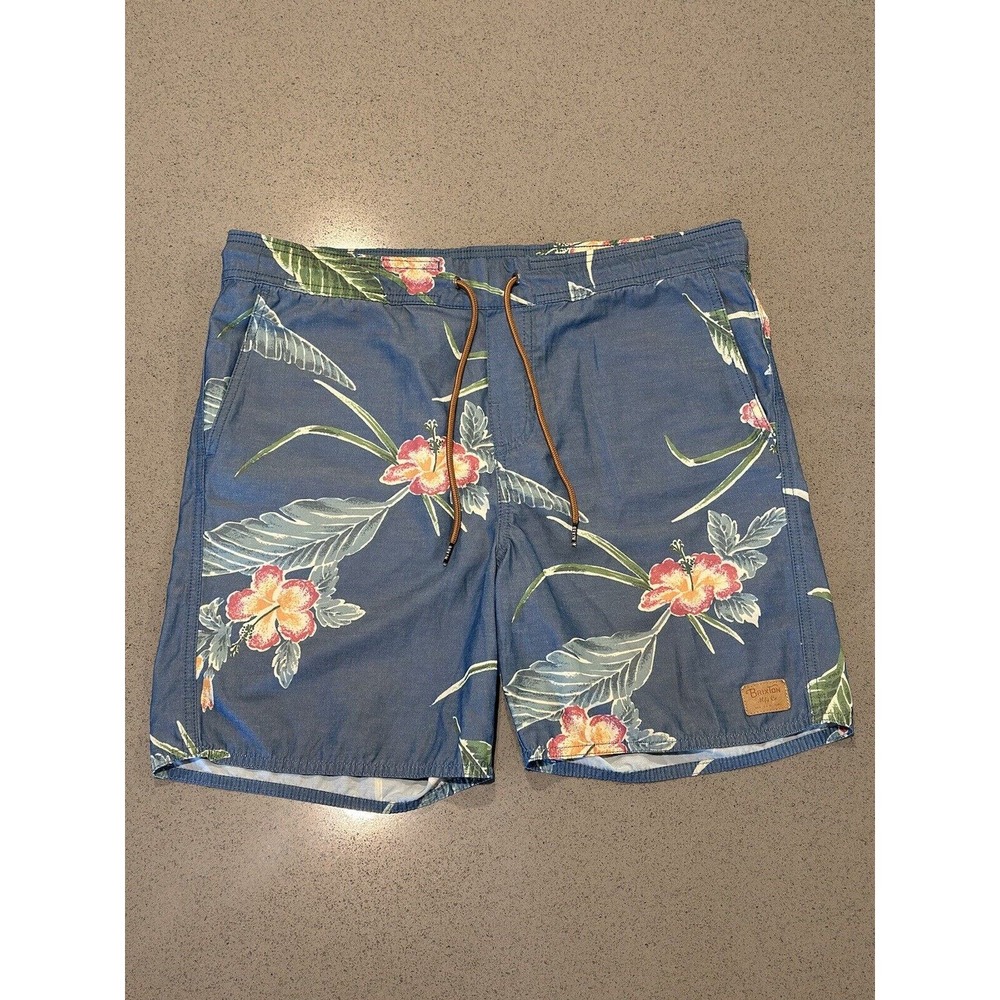 Mens Brixton Blue Board Swim Shorts Floral Print Size Small Used